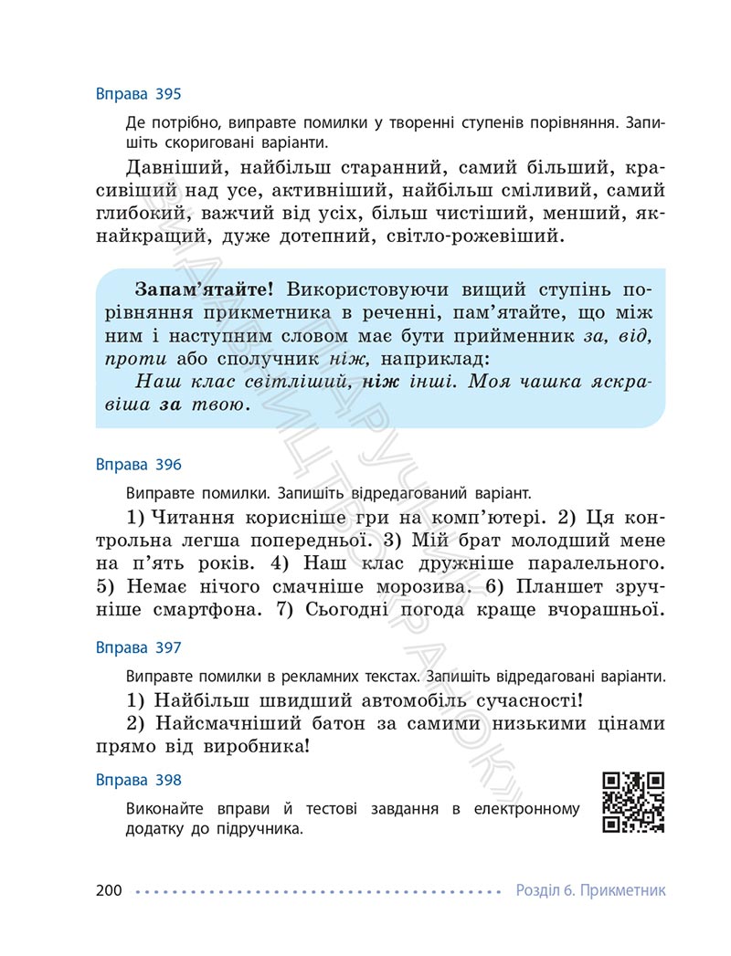 Сторінка 200 - Підручник Українська мова 6 клас Літвінова 2023 НУШ