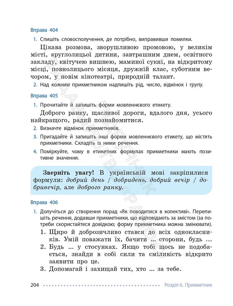 Сторінка 204 - Підручник Українська мова 6 клас Літвінова 2023 НУШ