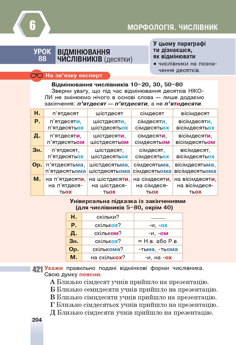 Сторінка 204 - Підручник Українська мова 6 клас Онатій 2023 НУШ