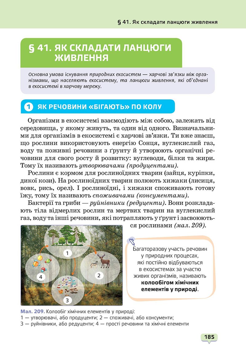 Сторінка 185 - Підручник Пізнаємо природу 6 клас Біда 2023 НУШ