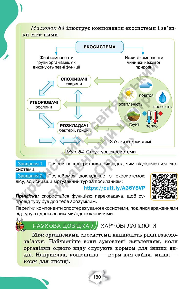 Сторінка 180 - Підручник Пізнаємо природу 6 клас Коршевнюк 2023 НУШ