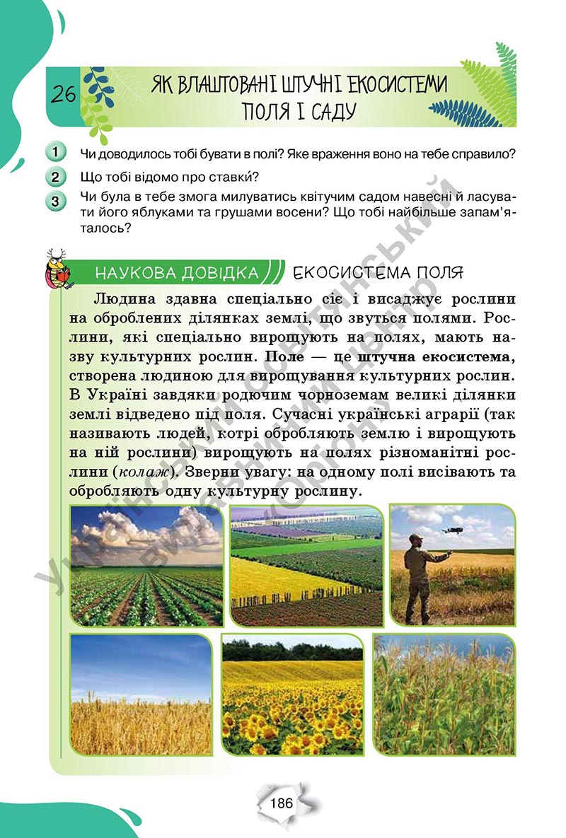 Сторінка 186 - Підручник Пізнаємо природу 6 клас Коршевнюк 2023 НУШ