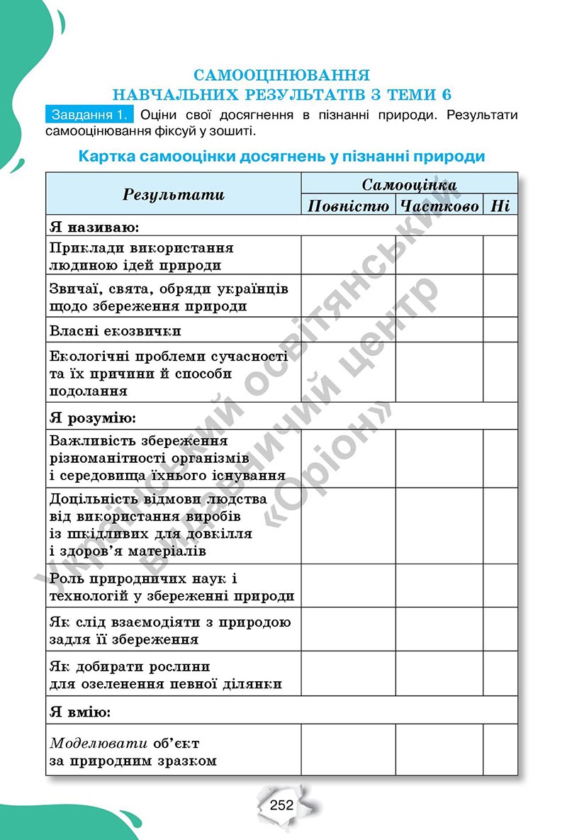 Сторінка 252 - Підручник Пізнаємо природу 6 клас Коршевнюк 2023 НУШ