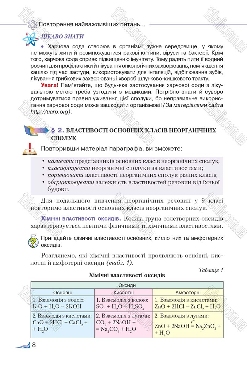 Сторінка 8 - Підручник Хімія 9 клас М.М. Савчин 2017