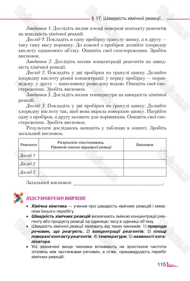 Сторінка 115 - Підручник Хімія 9 клас М.М. Савчин 2017