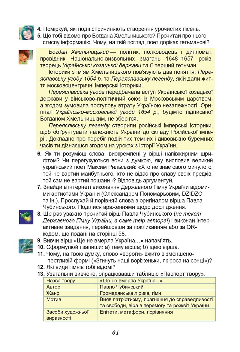 Сторінка 61 - Підручник Українська література 6 клас Калинич 2023 ШУШ