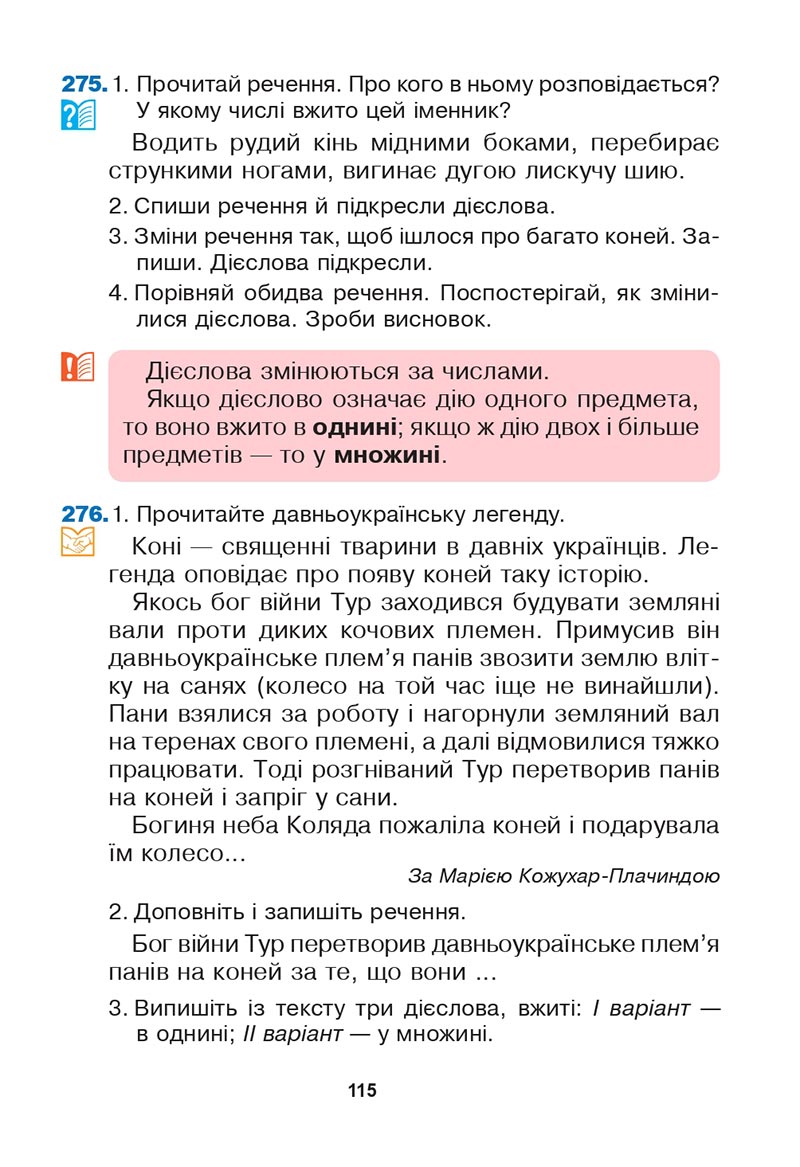 Сторінка 115 - Підручник Українська мова 3 клас Варзацька Трохименко 2020