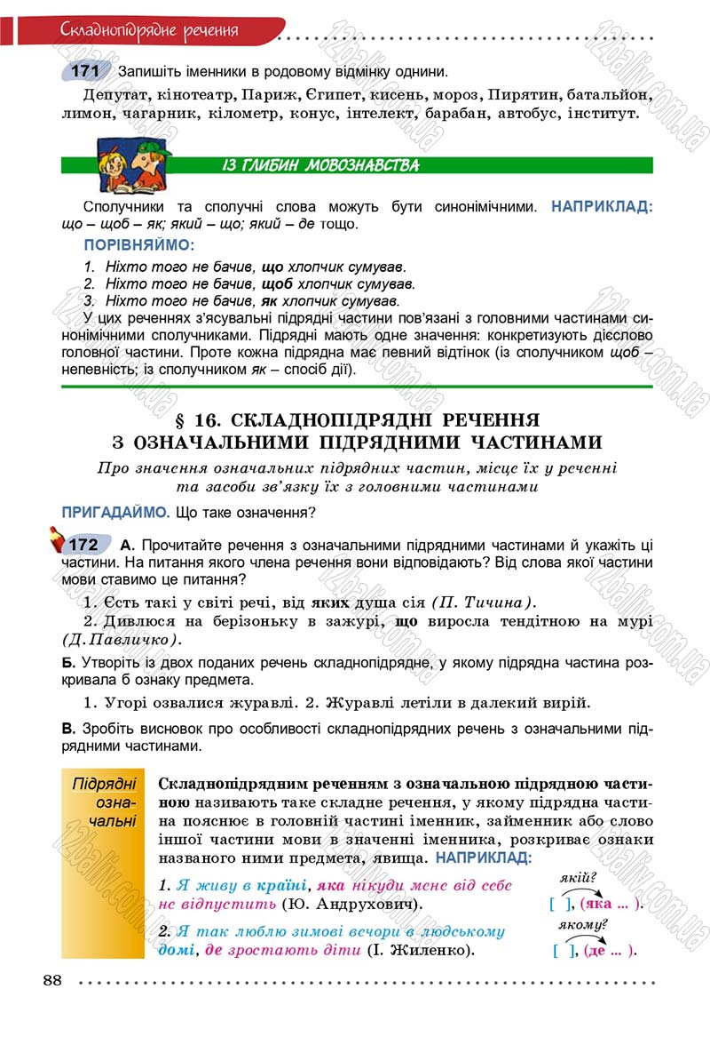 Сторінка 88 - Підручник Українська мова 9 клас Заболотний 2017 - скачати онлайн