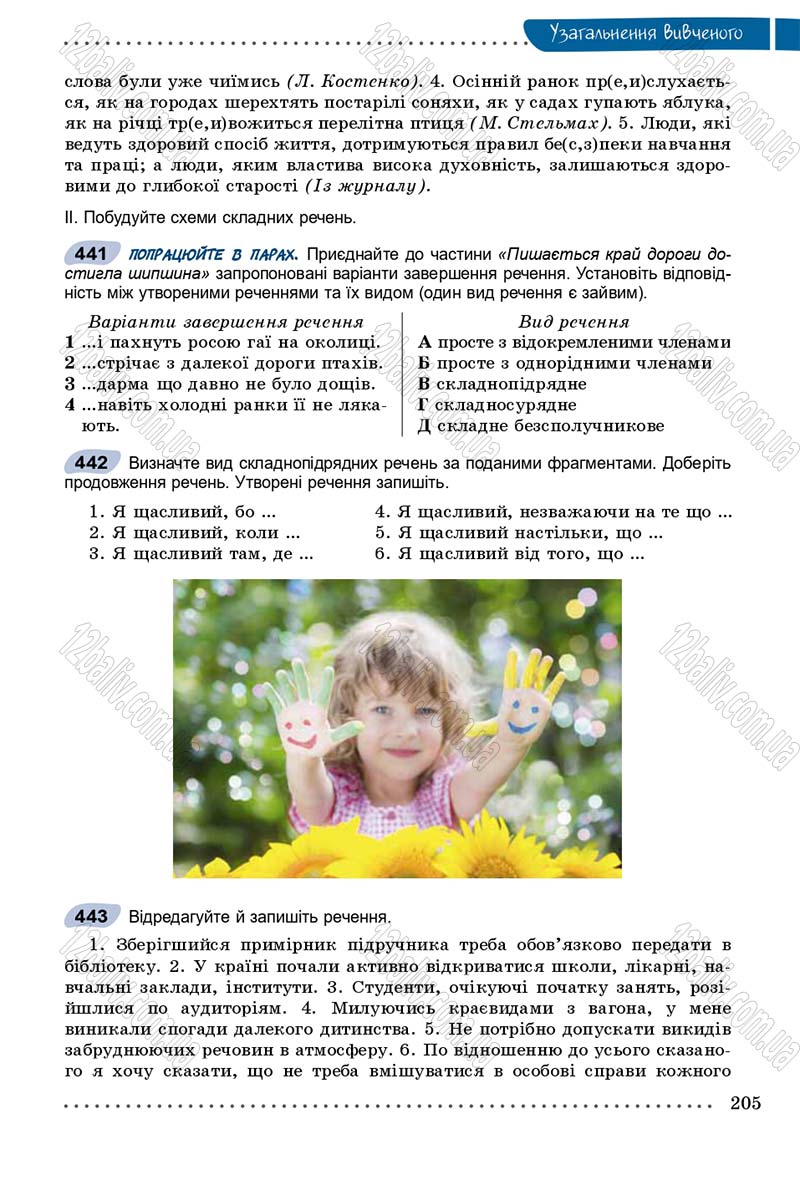 Сторінка 205 - Підручник Українська мова 9 клас Заболотний 2017 - скачати онлайн