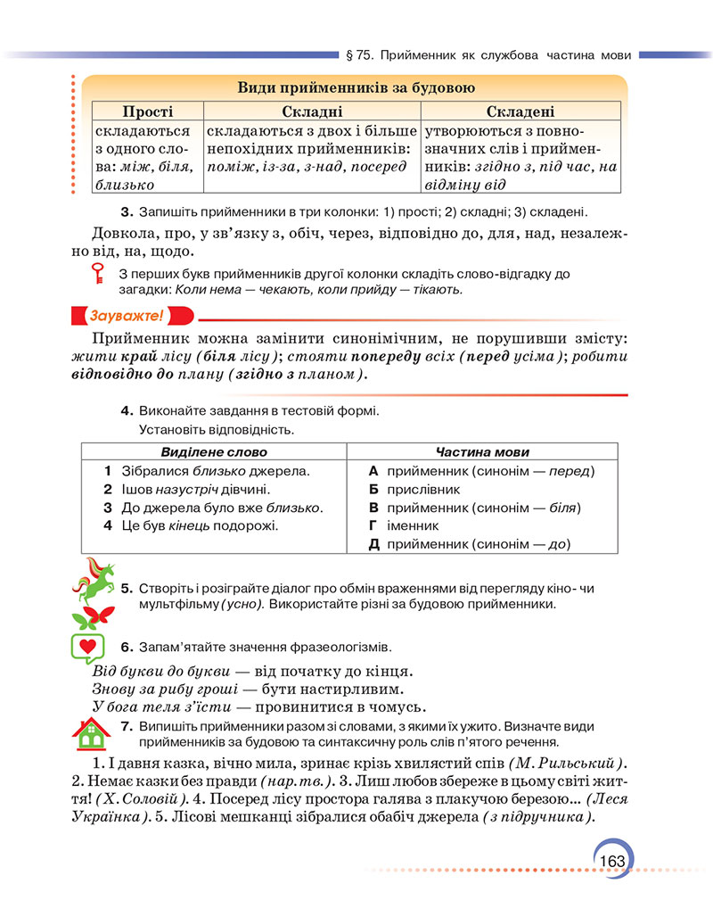 Сторінка 163 - Підручник Українська мова 7 клас Авраменко Тищенко 2024