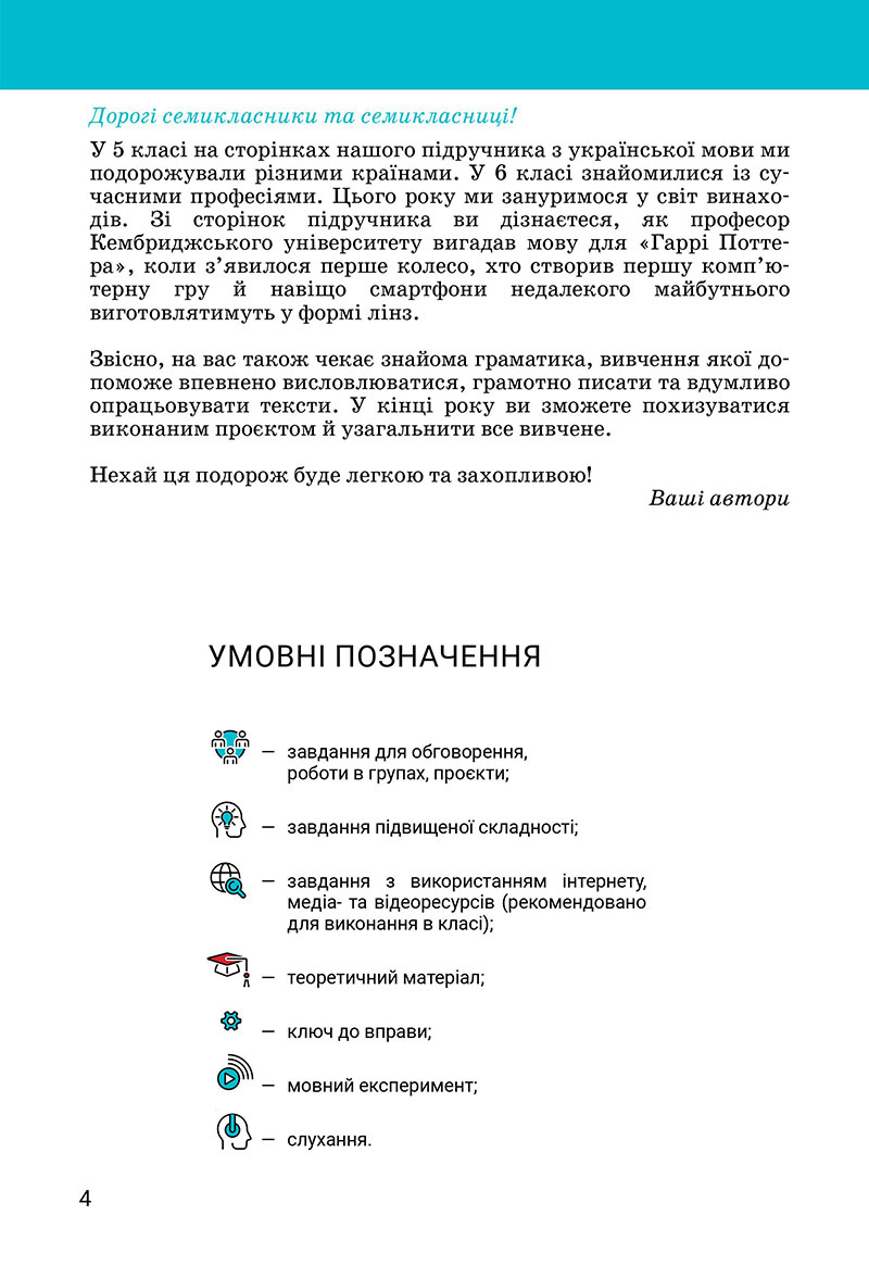 Сторінка 4 - Підручник Українська мова 7 клас Онатій Ткачук 2024