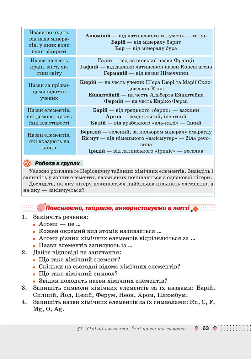 Сторінка 63 - Підручник Хімія 7 клас Мідак Кузишин 2024 - НУШ