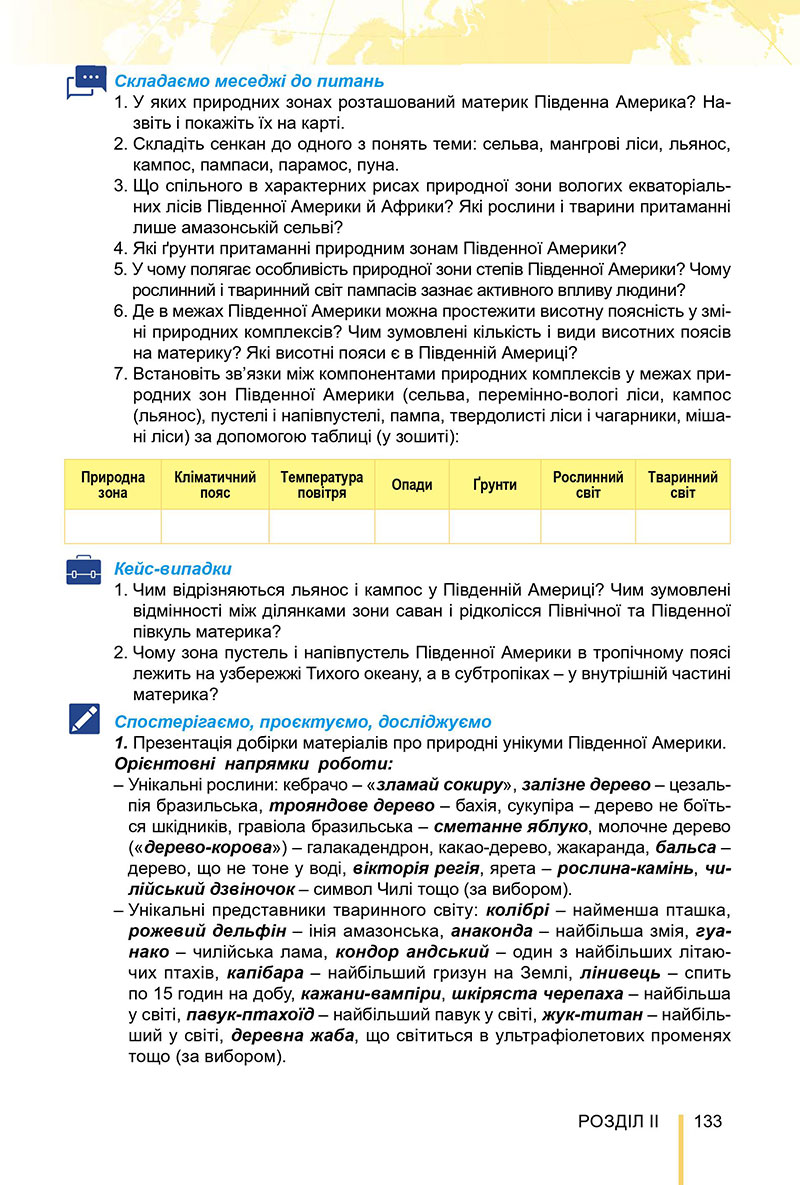 Сторінка 133 - Підручник Географія 7 клас Безуглий Лисичарова 2024