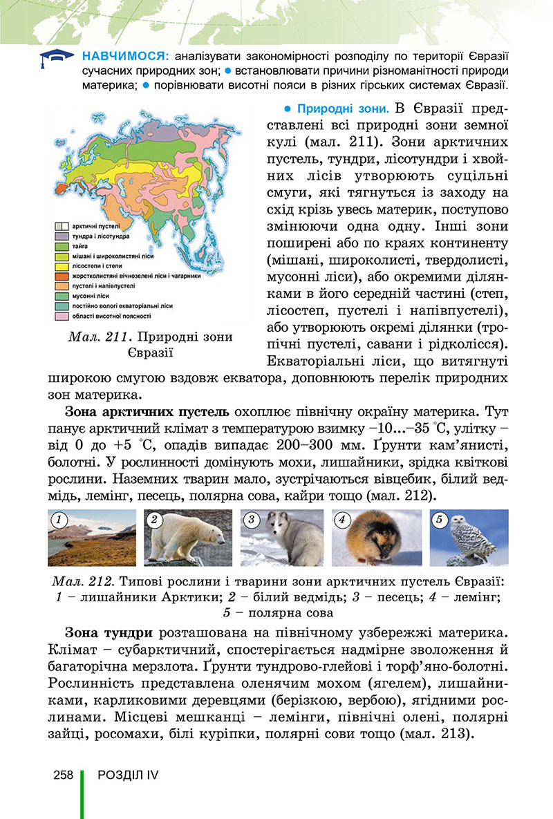 Сторінка 258 - Підручник Географія 7 клас Безуглий Лисичарова 2024
