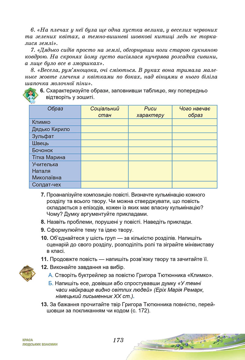 Сторінка 173 - Підручник Українська література 7 клас Калинич Дячок 2024