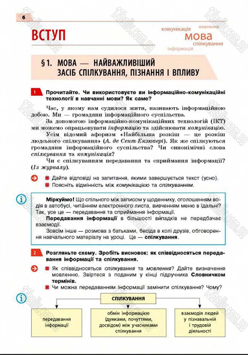 Сторінка 6 - Підручник Українська мова 8 клас Глазова 2016 - скачати