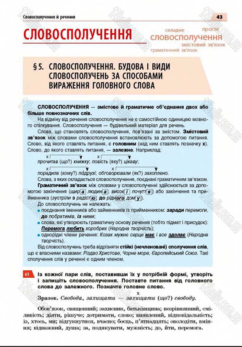 Сторінка 43 - Підручник Українська мова 8 клас Глазова 2016 - скачати