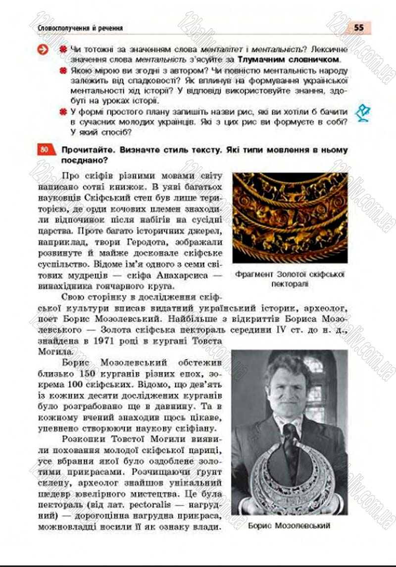 Сторінка 55 - Підручник Українська мова 8 клас Глазова 2016 - скачати