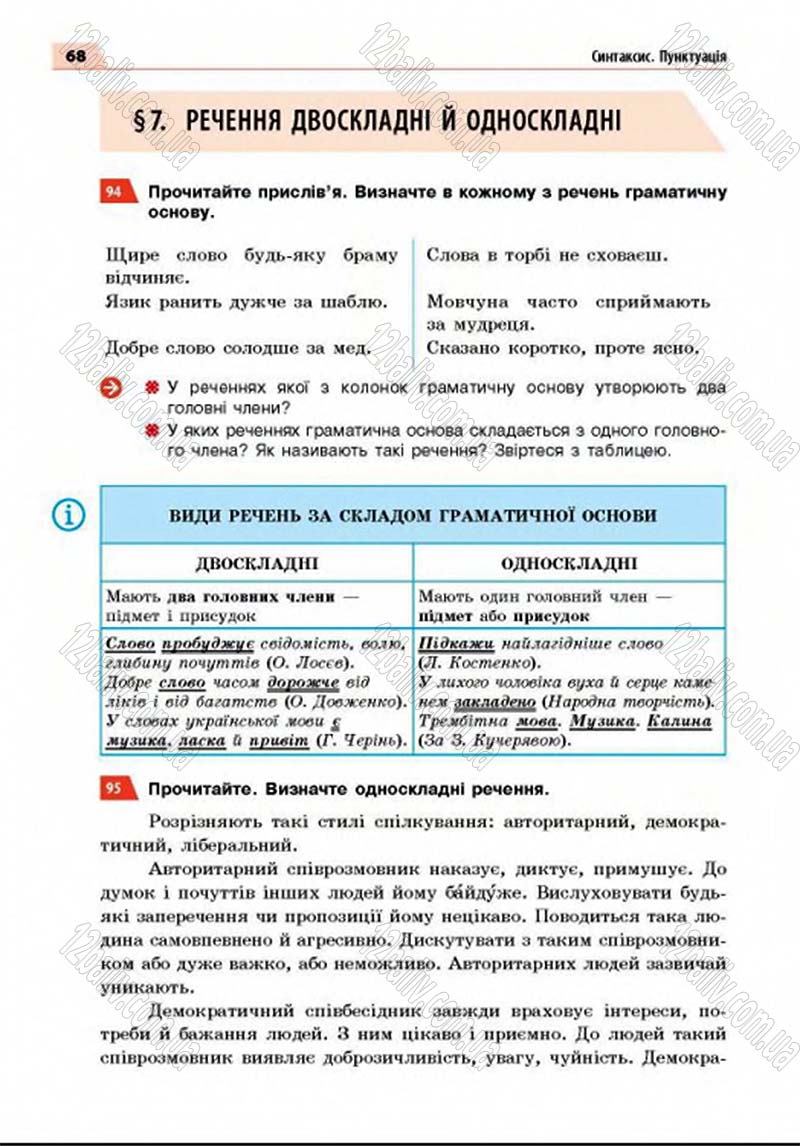 Сторінка 68 - Підручник Українська мова 8 клас Глазова 2016 - скачати