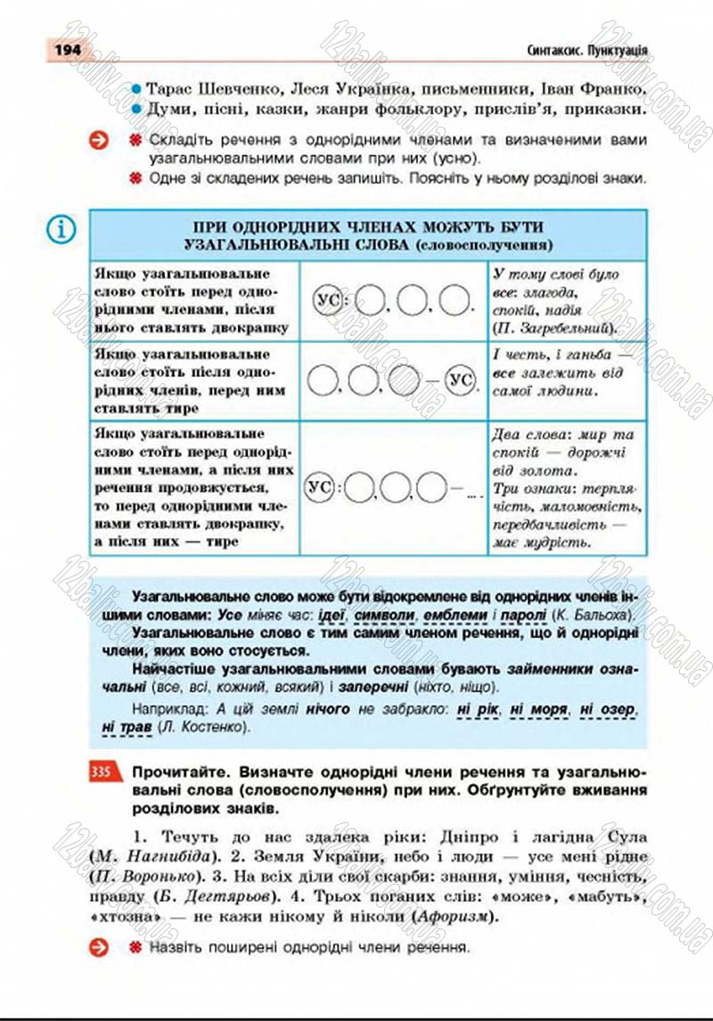 Сторінка 194 - Підручник Українська мова 8 клас Глазова 2016 - скачати
