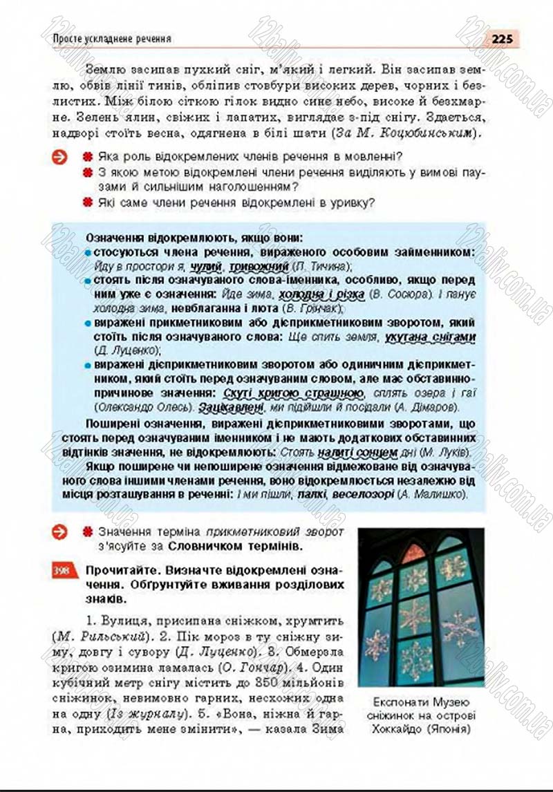 Сторінка 225 - Підручник Українська мова 8 клас Глазова 2016 - скачати
