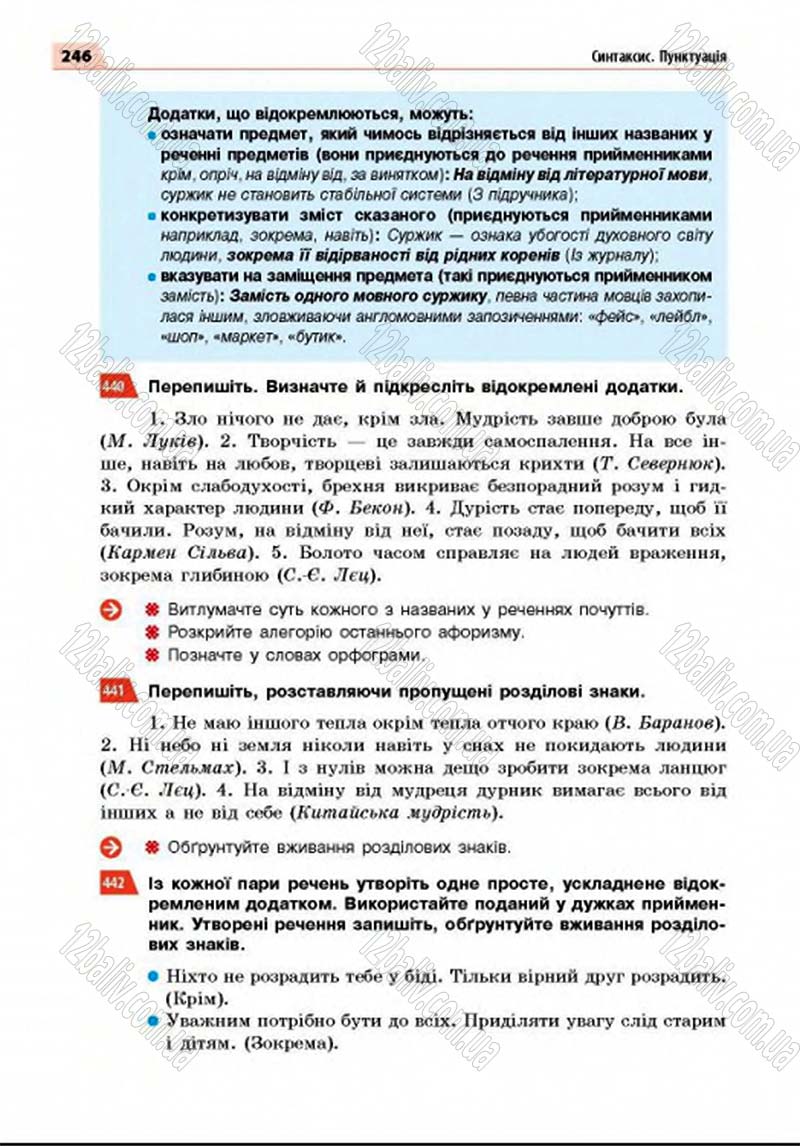 Сторінка 246 - Підручник Українська мова 8 клас Глазова 2016 - скачати