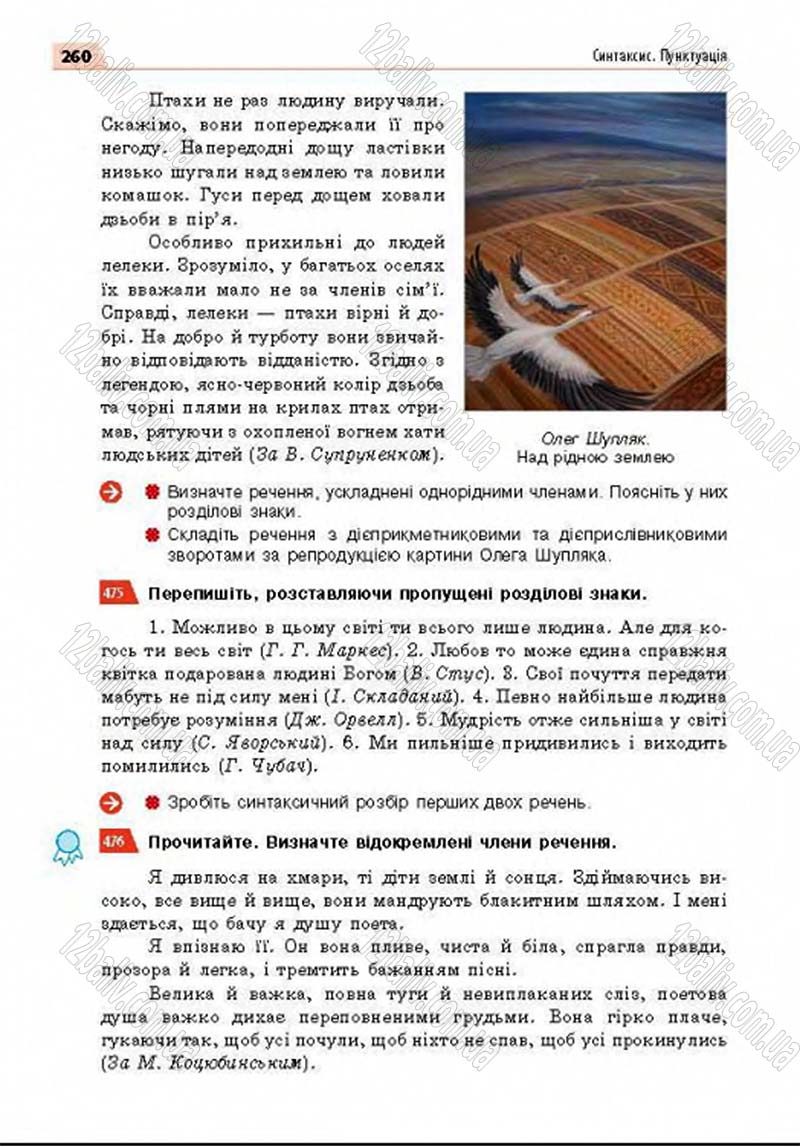 Сторінка 260 - Підручник Українська мова 8 клас Глазова 2016 - скачати