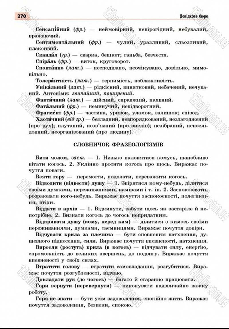 Сторінка 270 - Підручник Українська мова 8 клас Глазова 2016 - скачати