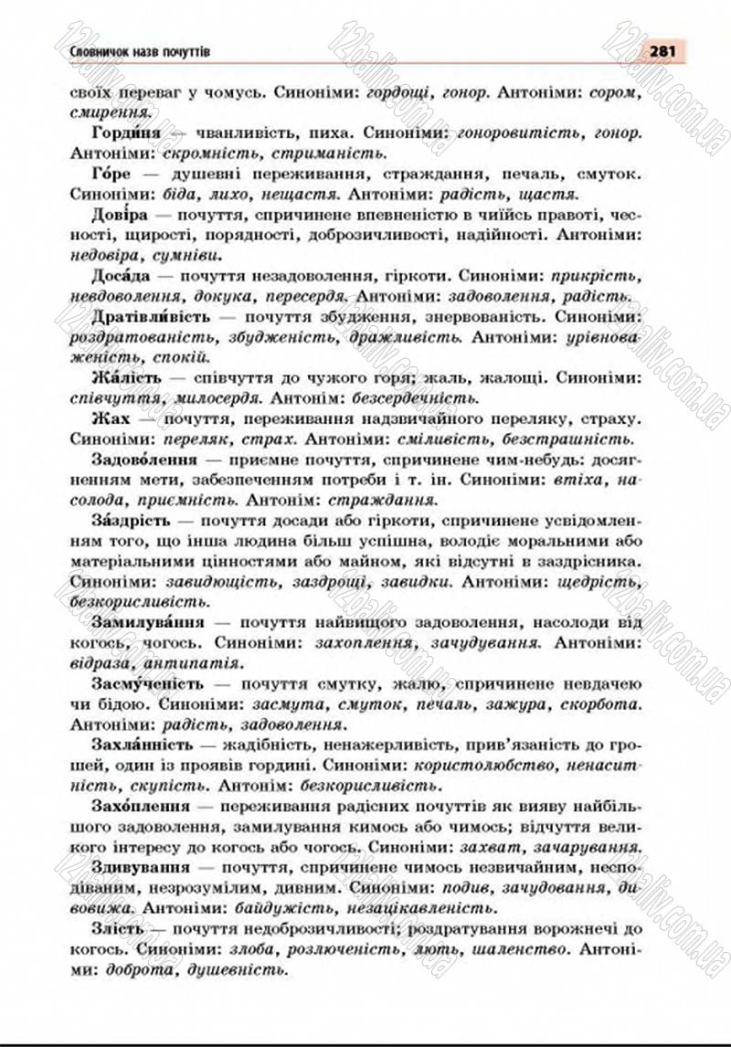 Сторінка 281 - Підручник Українська мова 8 клас Глазова 2016 - скачати