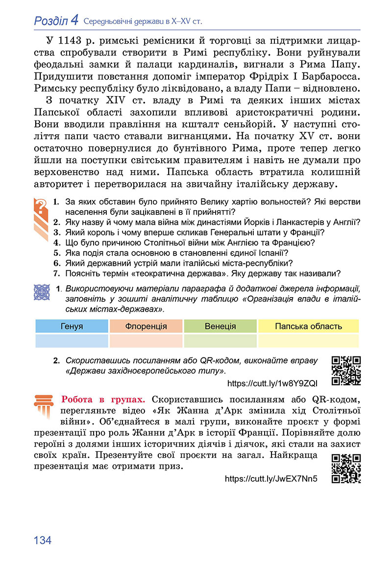 Сторінка 134 - Підручник Всесвітня історія 7 клас Ладиченко Лукач 2024