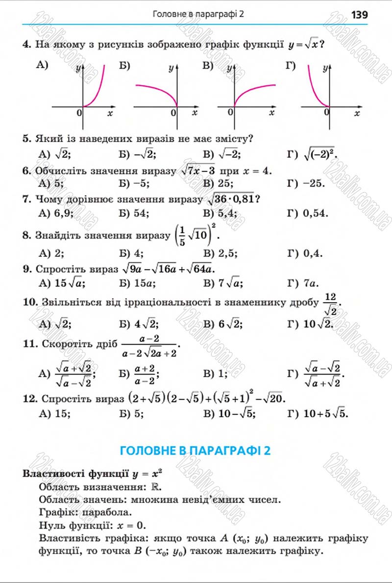 Сторінка 139 - Підручник Алгебра 8 клас Мерзляк 2016 - скачати онлайн