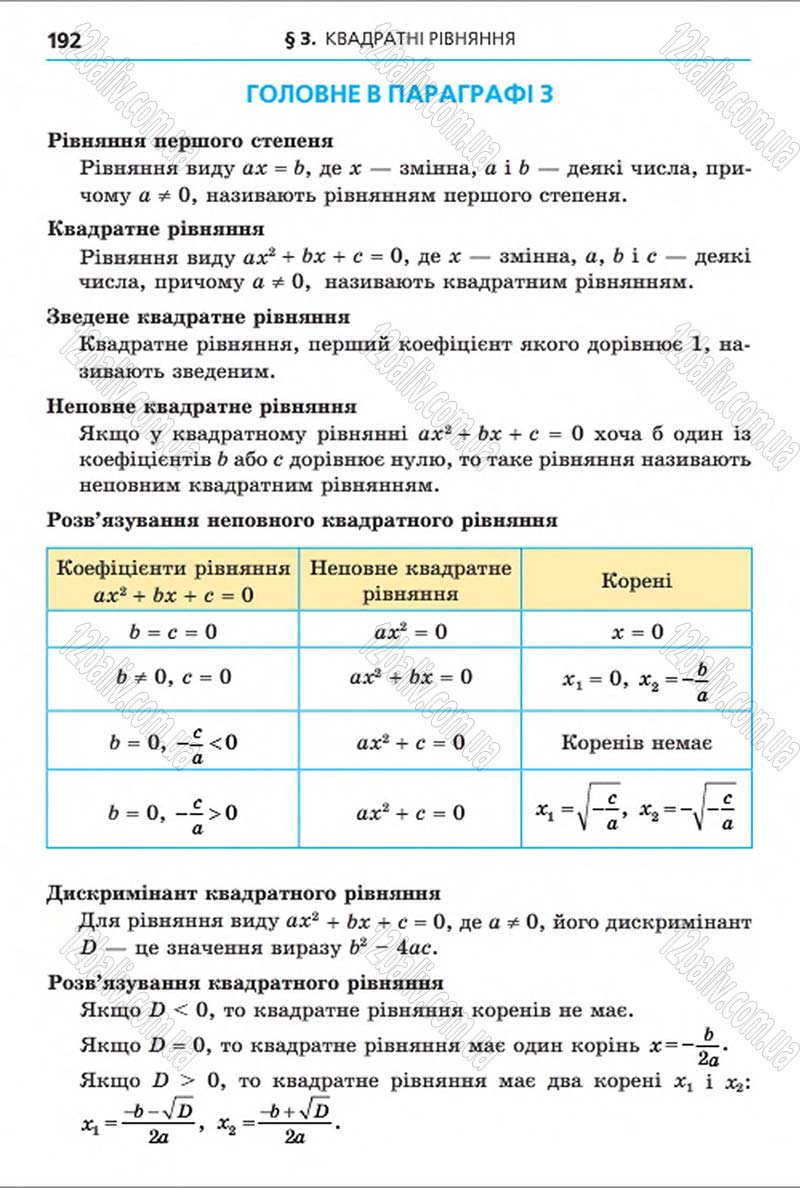 Сторінка 192 - Підручник Алгебра 8 клас Мерзляк 2016 - скачати онлайн