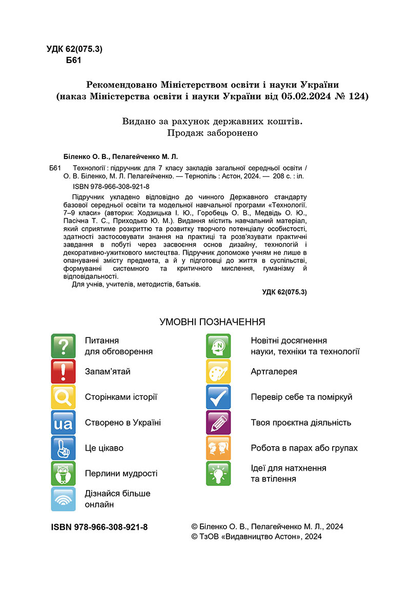 Сторінка 2 - Підручник Технології 7 клас Біленко Пелагейченко 2024 - НУШ