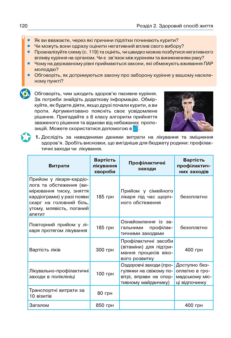 Сторінка 120 - Підручник Здоров’я, безпека та добробут 7 клас Гущина 2024