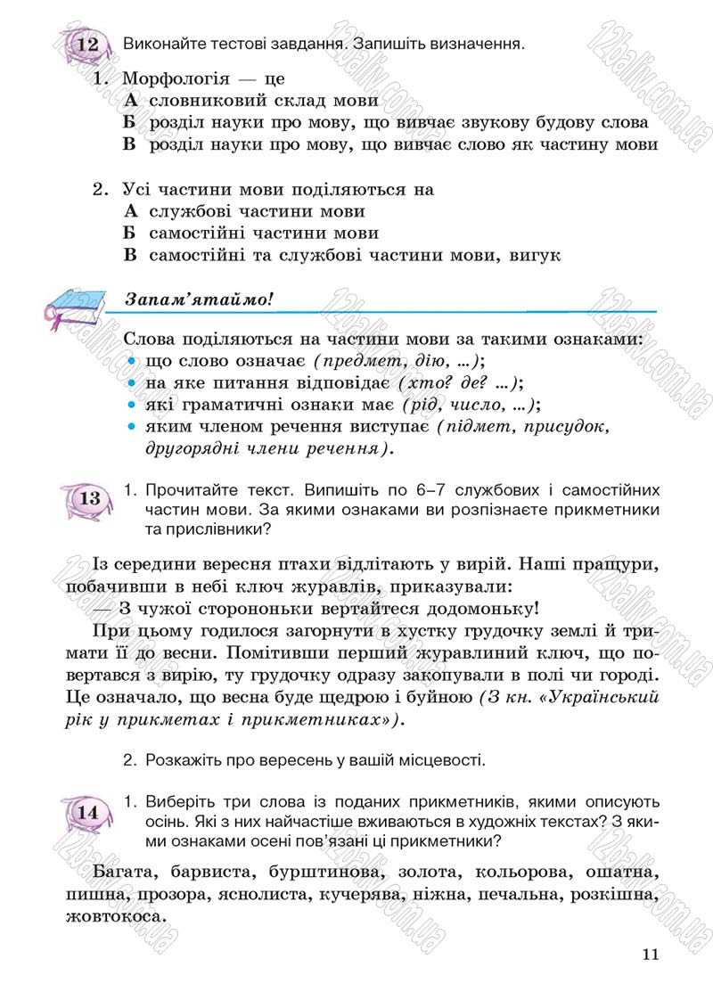 Сторінка 11 - Підручник Українська мова 5 клас С.Я. Єрмоленко, В.Т. Сичова 2013