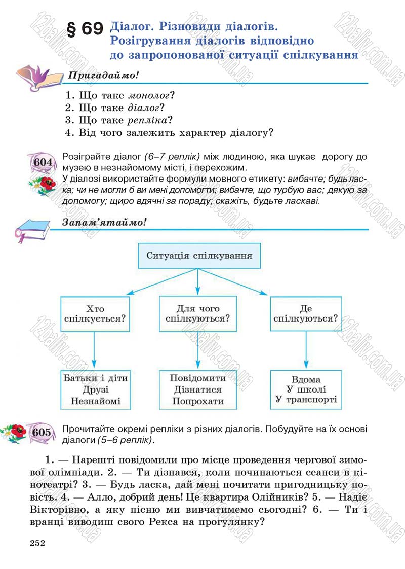 Сторінка 252 - Підручник Українська мова 5 клас С.Я. Єрмоленко, В.Т. Сичова 2013