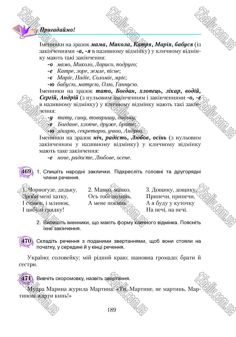 Сторінка 189 - Підручник Українська мова 5 клас С. Я. Єрмоленко, В. Т. Сичова 2018