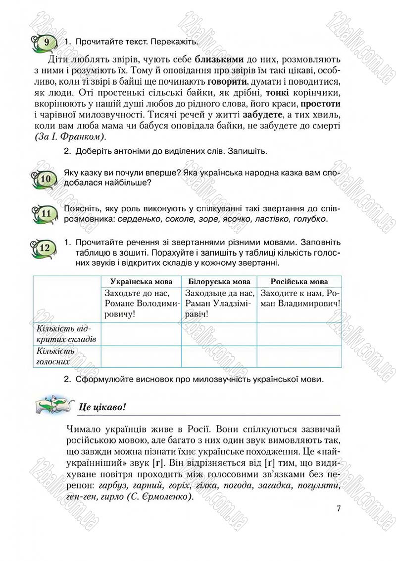 Сторінка 7 - Підручник Українська мова 6 клас Єрмоленко 2014 - скачати онлайн