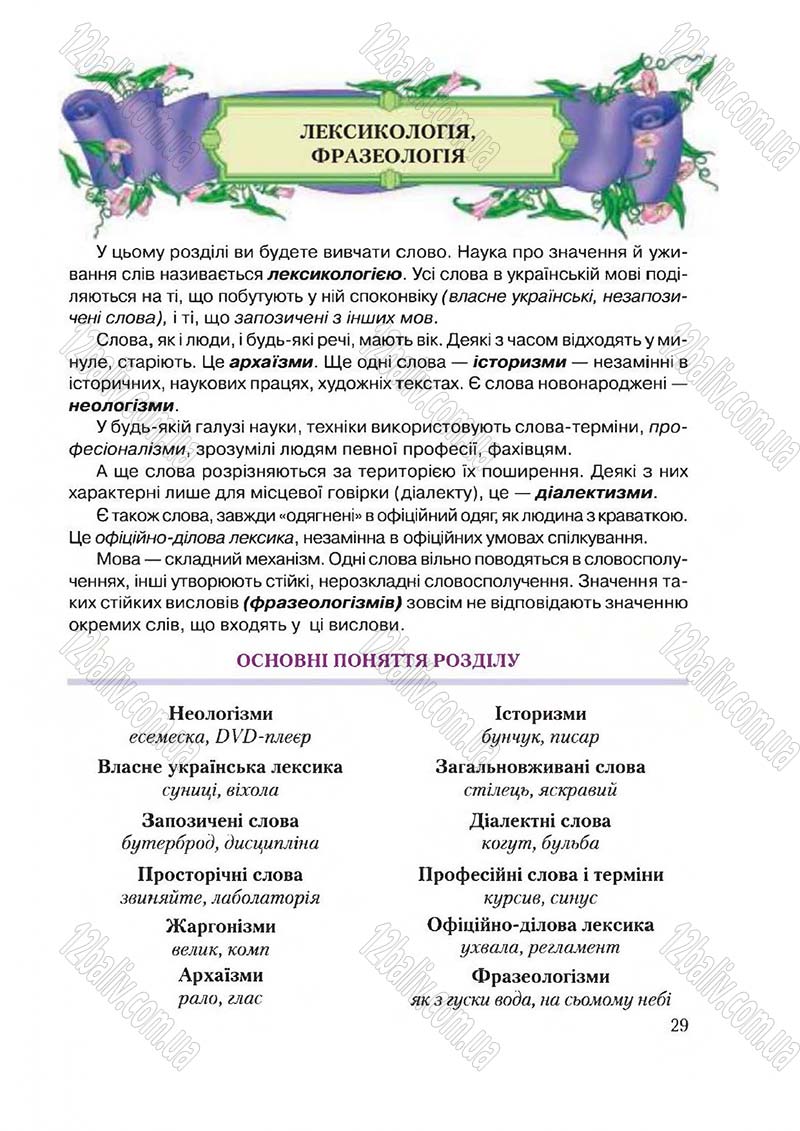 Сторінка 29 - Підручник Українська мова 6 клас Єрмоленко 2014 - скачати онлайн