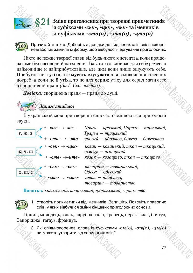 Сторінка 77 - Підручник Українська мова 6 клас Єрмоленко 2014 - скачати онлайн