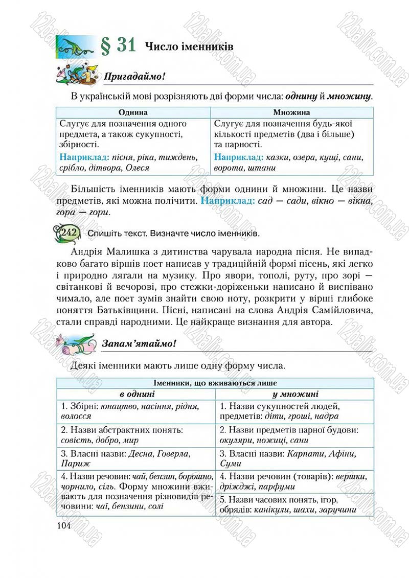 Сторінка 104 - Підручник Українська мова 6 клас Єрмоленко 2014 - скачати онлайн