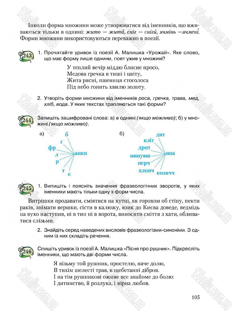 Сторінка 105 - Підручник Українська мова 6 клас Єрмоленко 2014 - скачати онлайн