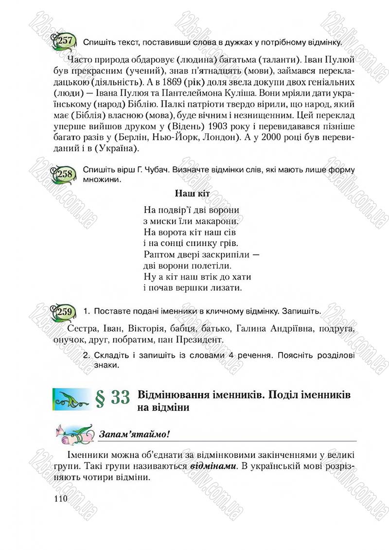 Сторінка 110 - Підручник Українська мова 6 клас Єрмоленко 2014 - скачати онлайн