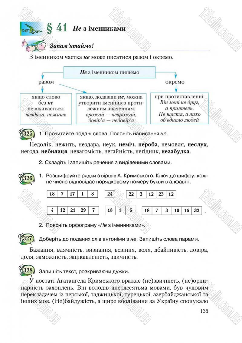 Сторінка 135 - Підручник Українська мова 6 клас Єрмоленко 2014 - скачати онлайн
