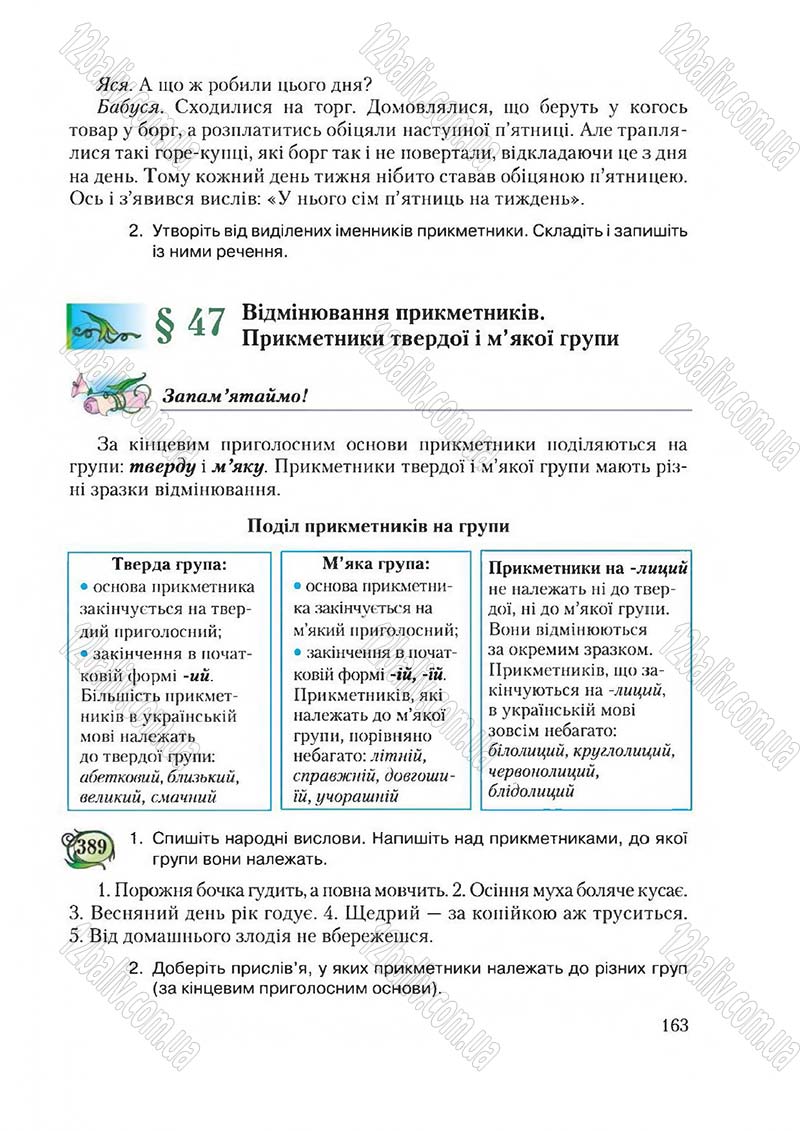 Сторінка 163 - Підручник Українська мова 6 клас Єрмоленко 2014 - скачати онлайн