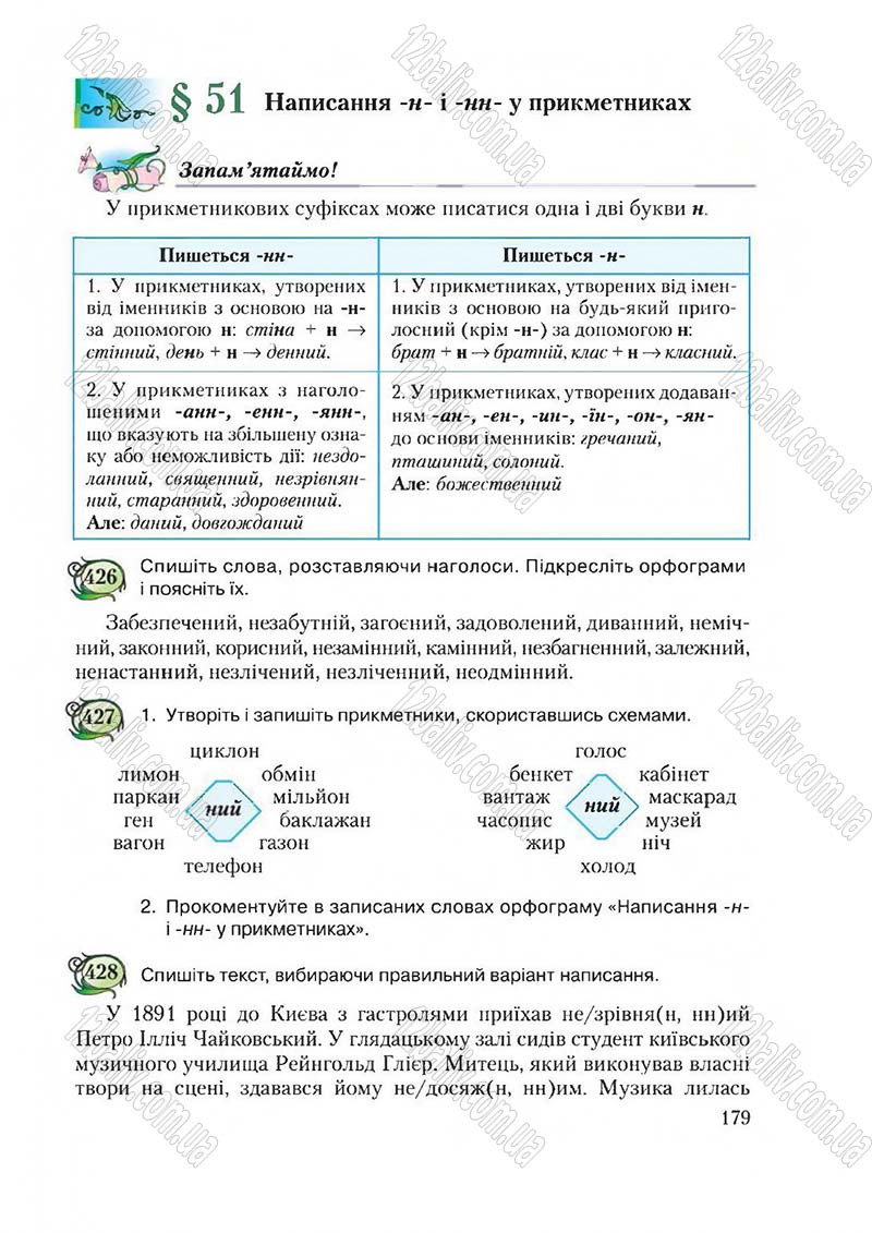 Сторінка 179 - Підручник Українська мова 6 клас Єрмоленко 2014 - скачати онлайн