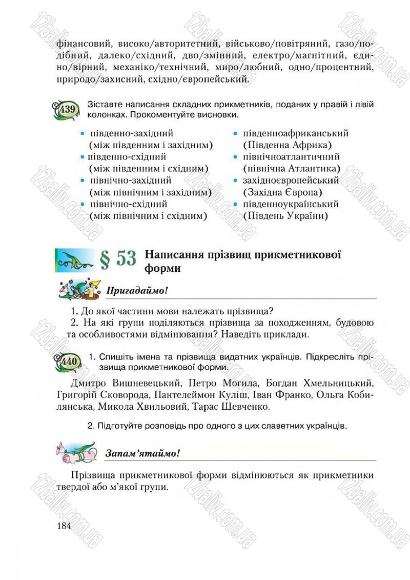 Сторінка 184 - Підручник Українська мова 6 клас Єрмоленко 2014 - скачати онлайн