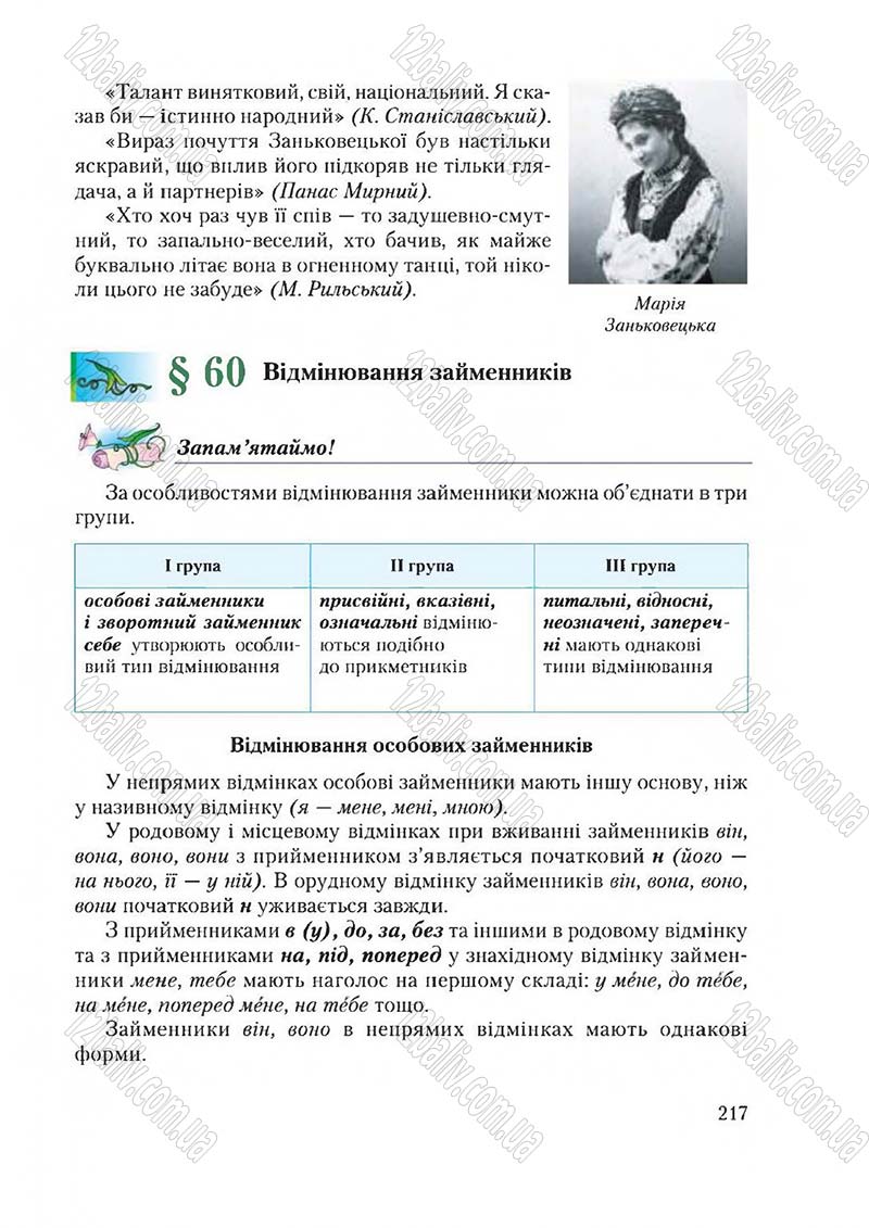 Сторінка 217 - Підручник Українська мова 6 клас Єрмоленко 2014 - скачати онлайн