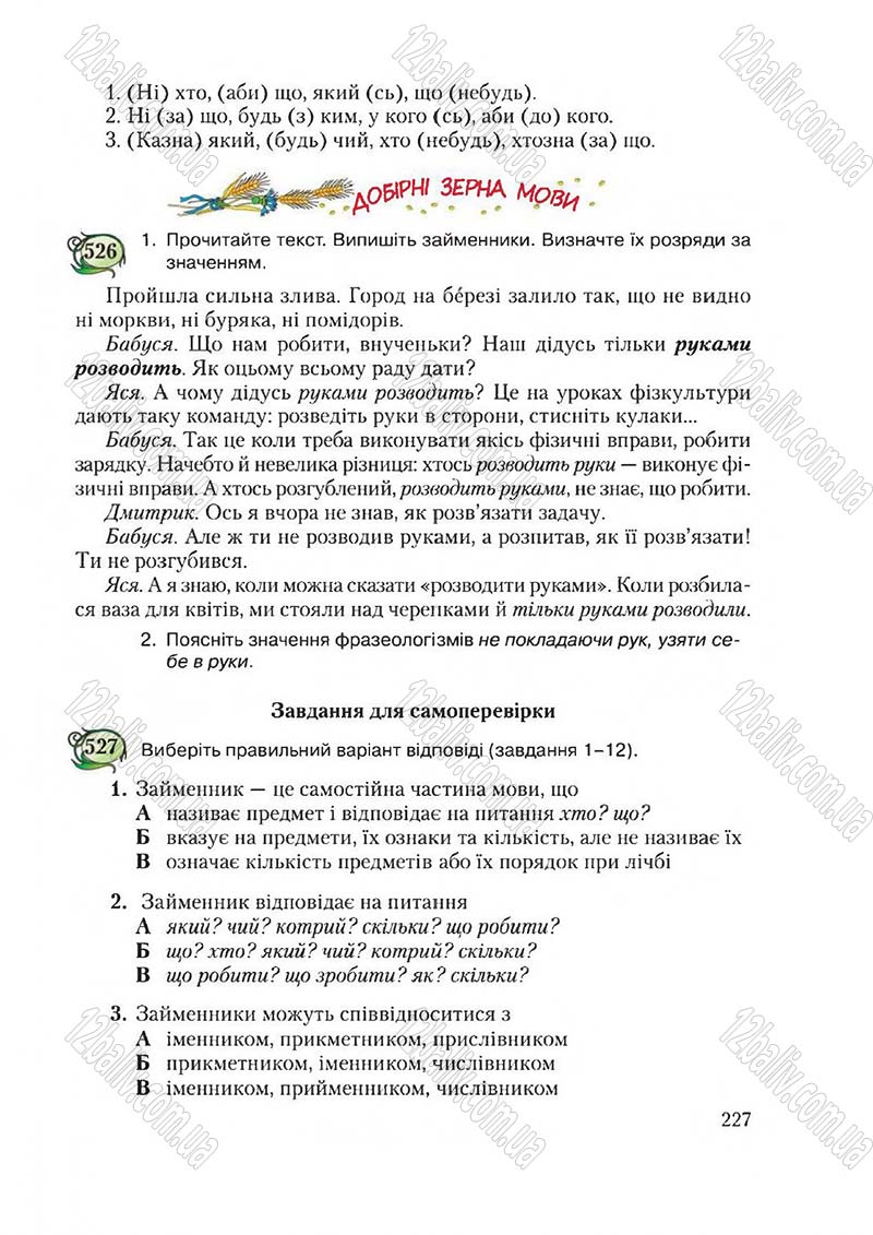 Сторінка 227 - Підручник Українська мова 6 клас Єрмоленко 2014 - скачати онлайн
