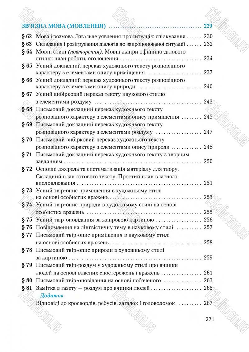 Сторінка 271 - Підручник Українська мова 6 клас Єрмоленко 2014 - скачати онлайн